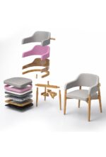 Detalle tapizado bouclé silla Aura para comedor